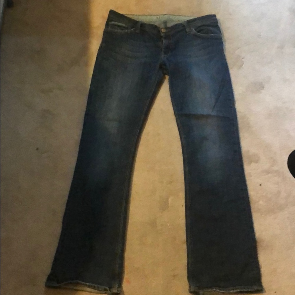 Mavi dark distressed boot cut jean
